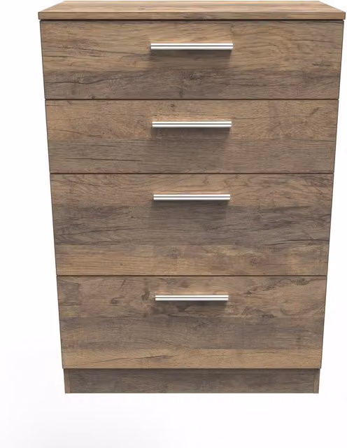 Ready Assembled 2 U 4 Drawer Deep Chest in Vintage Oak Brown