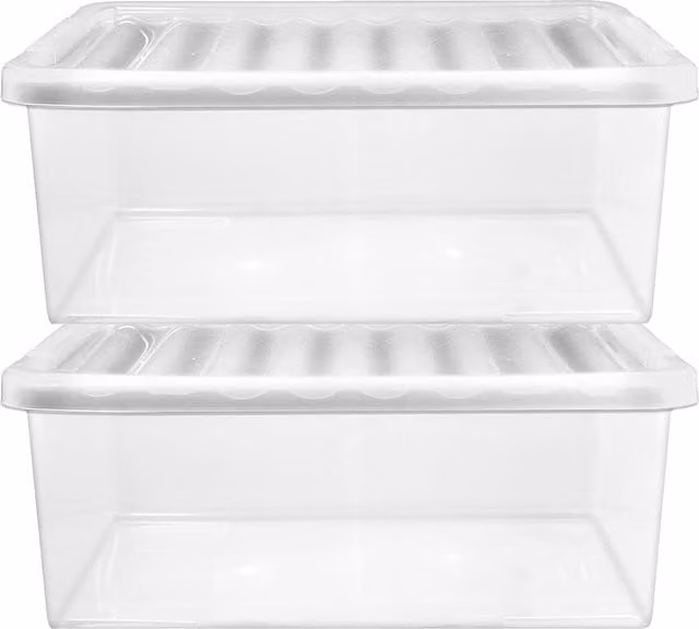 Storm Trading Group Transparent Underbed Stackable Storage Container with Lid, 32L, White