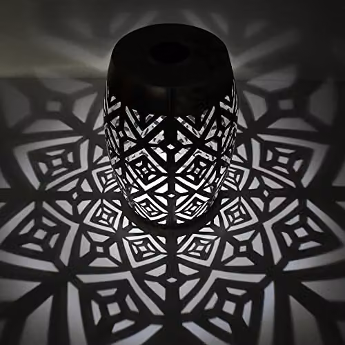 Teamson Home 2-in-1 Metal Round Garden Side Table and Solar Powered LED Lantern in Silver – 4