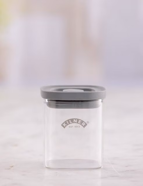 Kilner Set of 6 Airtight and Leakproof Square Glass Fresh Storage Jars, Transparent, 0.16 l each