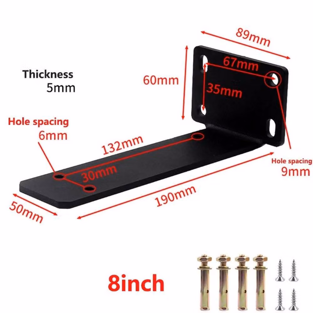 NESTLUNE Heavy Duty Black Cast Steel Shelf Brackets, Pack of 2, W/D/H: 100 x 15 x 6 cm – 2