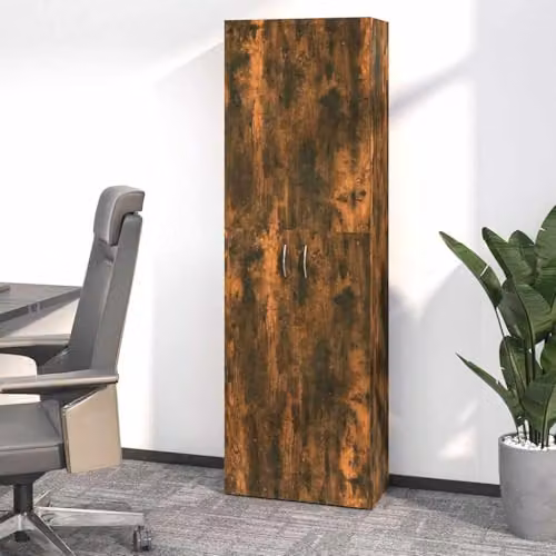 vidaXL Brown MDF Office Archive Shelving with Hinged Doors, W: 60 cm, D: 32 cm, H: 190 cm – 2