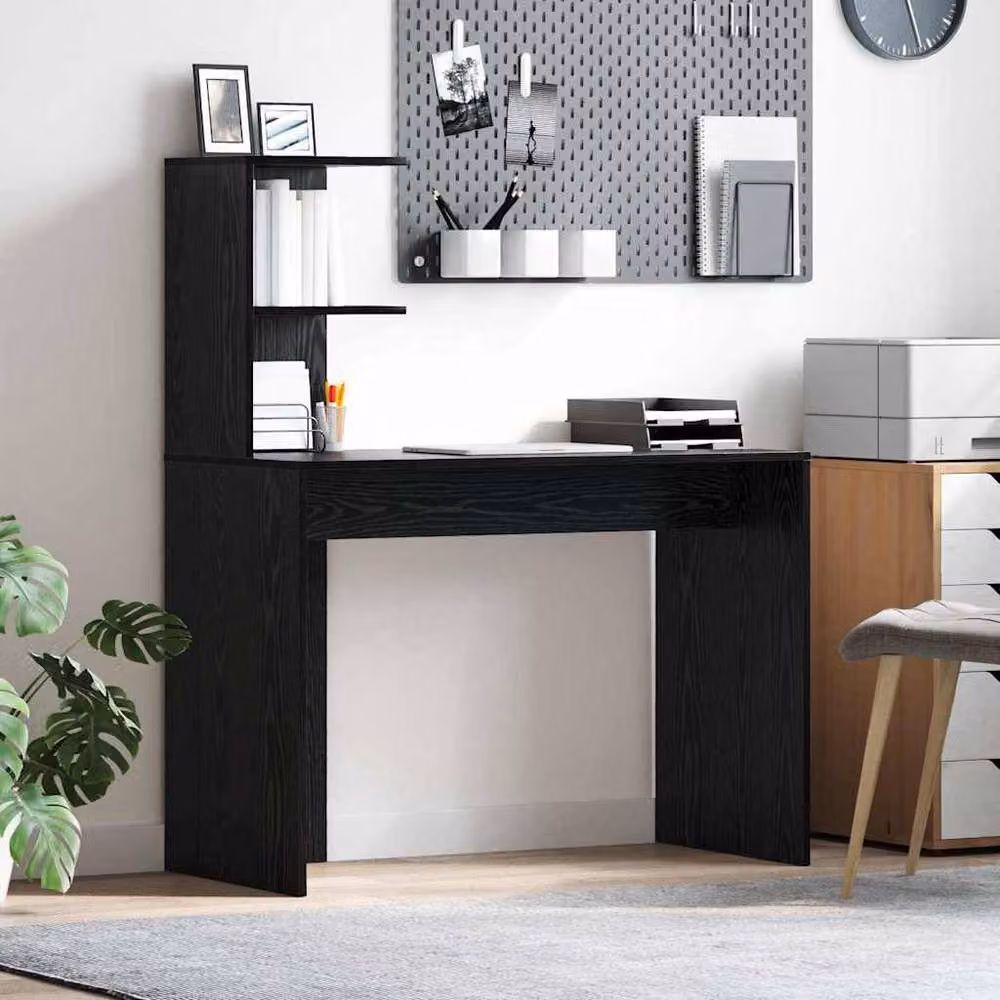 Berkfield Home Modern Black Oak Writing Desk with Compact Shelving, Black Oak MDF and Laminate – 2