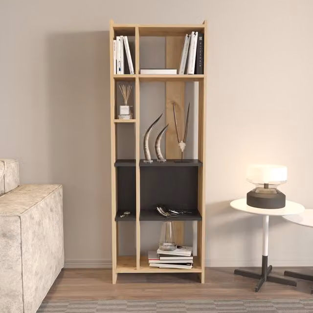 Decorotika Abis 5-Tier Modern Bookcase Shelving Unit in Anthracite and Brown