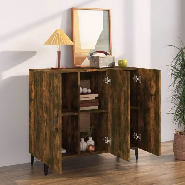 Berkfield Home Smoked Oak Sideboard in Brown, W/D/H: 90 x 34 x 80 cm – 1