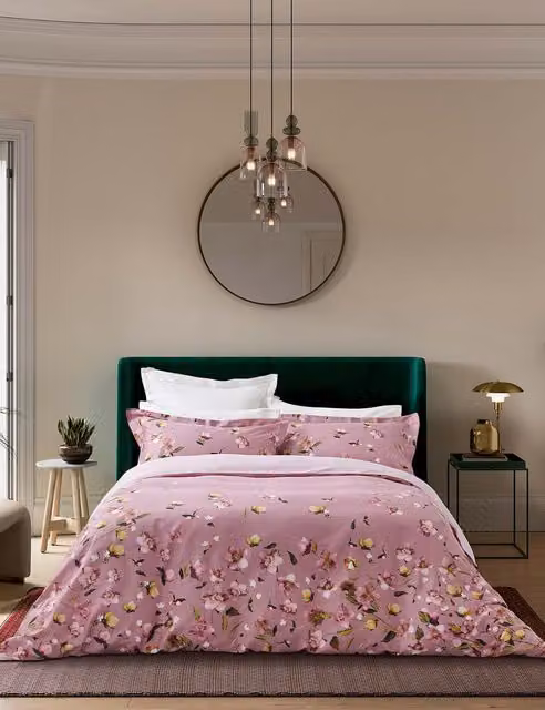Ted Baker Arboretum Floral Pure Cotton Bedding Set, Pink Mix, W: 140 cm, L: 200 cm