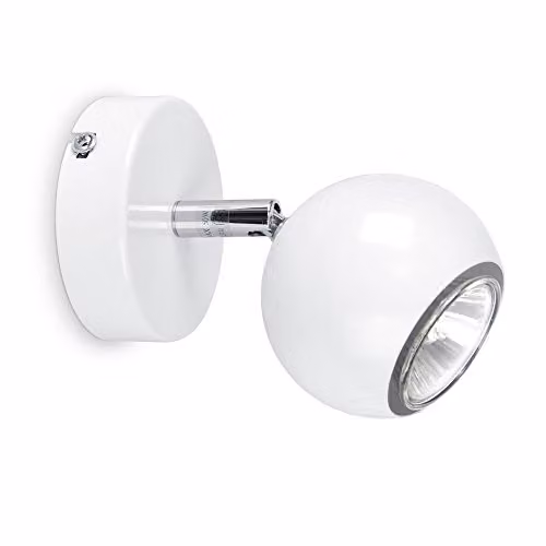 ValueLights MiniSun Modern Adjustable Single Eyeball Wall Spotlight in White and Chrome Finish