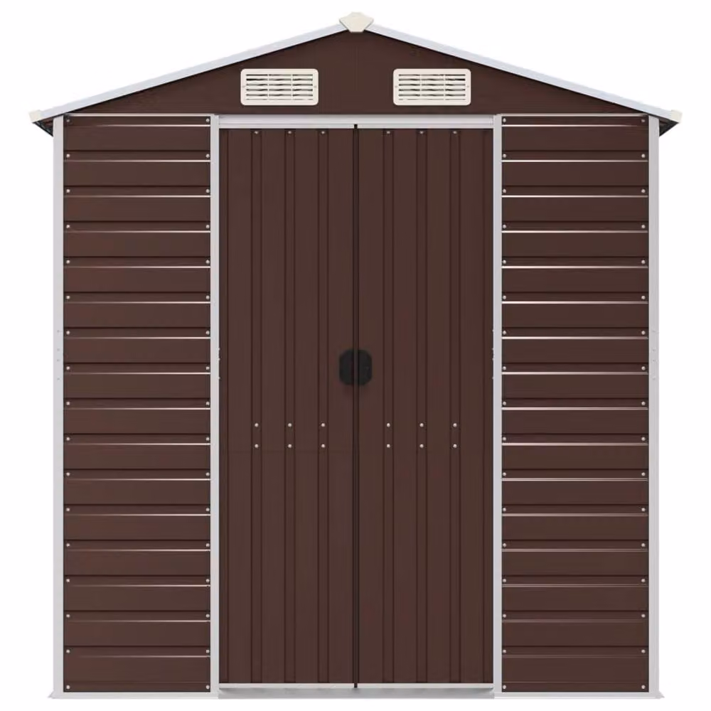 Berkfield Home Brown Galvanised Steel Gable Garden Shed W/D/H: 191 x 810 x 198 cm – 4