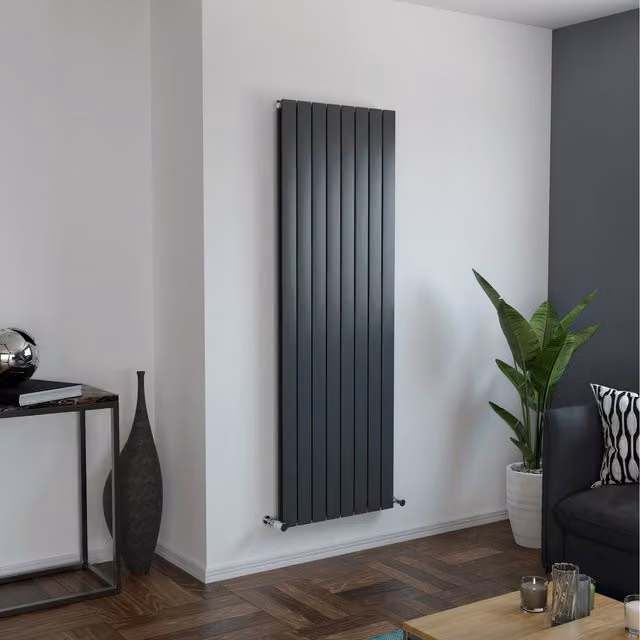 Agadon Vertical Duplex Flat Panel Designer Radiator in Anthracite, H: 180 cm, W: 59.5 cm