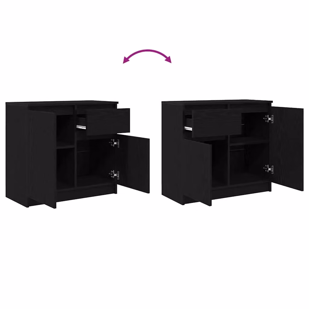 Berkfield Home Modern Black Oak Sideboard with Drawer, W/D/H: 71 x 35 x 65 cm – 5
