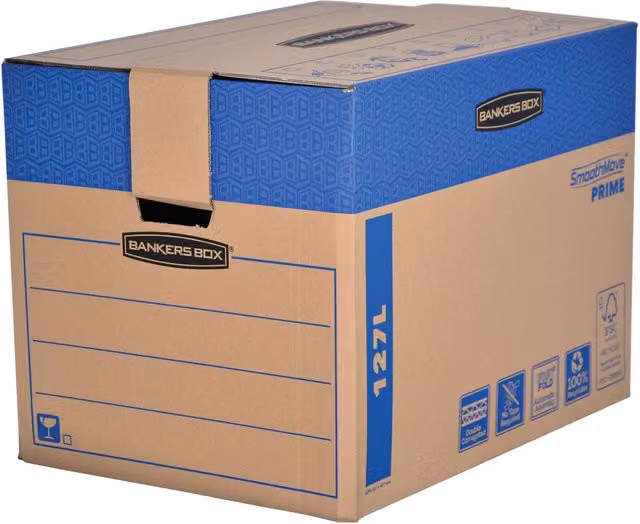 Bankers Box Set of 5 Extra Large Heavy Duty Corrugated Cardboard Moving Boxes in Brown