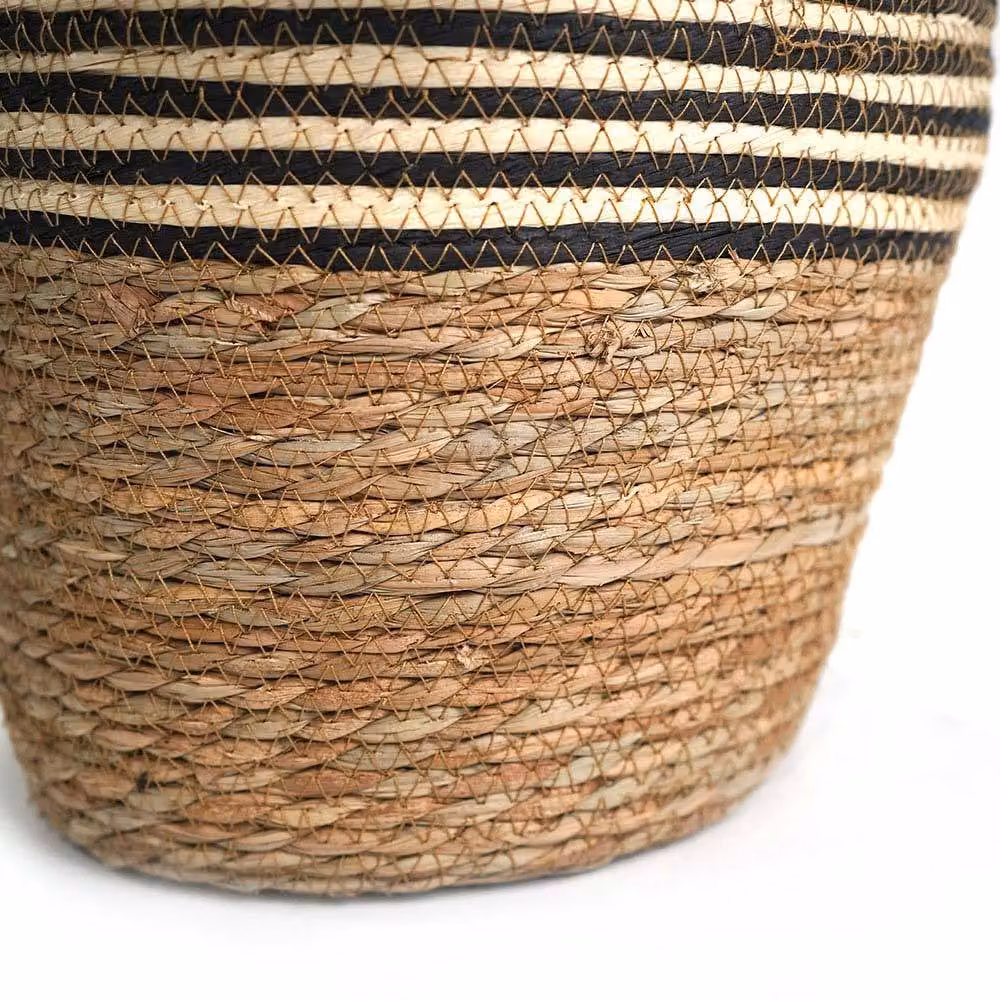 Voltico Striped Woven Seagrass Storage Basket with Handles, Brown, W: 30 cm, D: 25 cm – 4