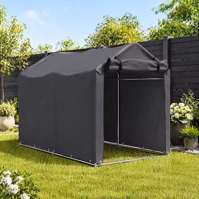STILVORA Garden Storage Shed with Roll-up Sliding Door in Dark Grey