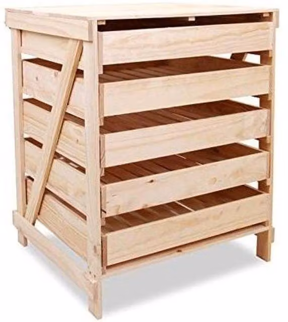 Primrose 5 Drawer Wooden Apple Storage Rack in Beige, W/D/H: 60 x 55 x 78 cm