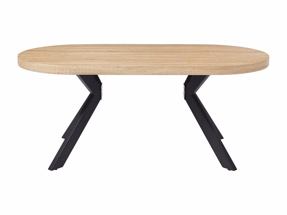 Vente-unique Extendable Round Dining Table for 6 People in Light Oak and Black MDF and Metal – 2