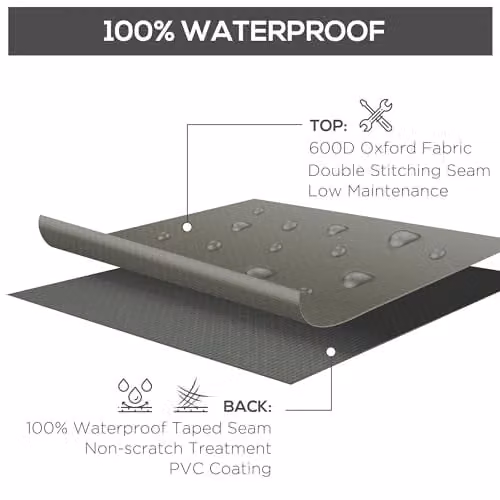 Outsunny Waterproof Oxford Cloth Corner Sofa Garden Furniture Cover in Grey, W: 230 cm, D: 230 cm, H: 70 cm – 3