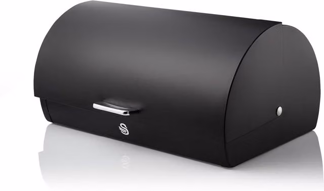 Swan Serenity Bread Bin with Roll Front Lid and Ventilation, 14 Litre, Black – 7