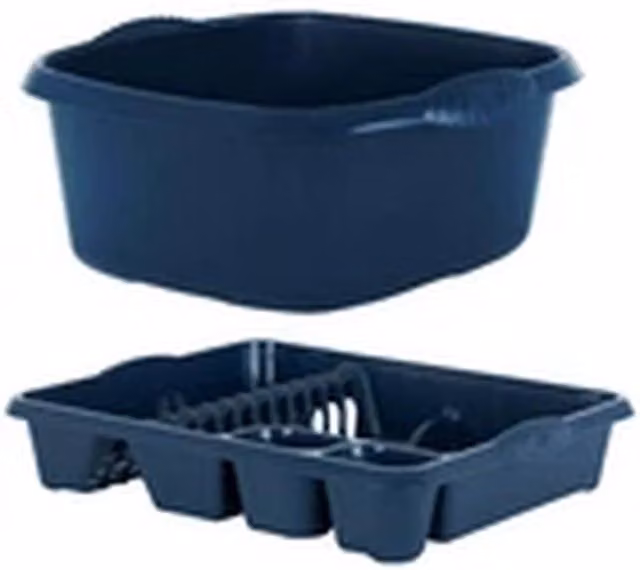 EONLION 2-Piece Blue Plastic Kitchen Set Including Dish Drainer and Washing Up Bowl