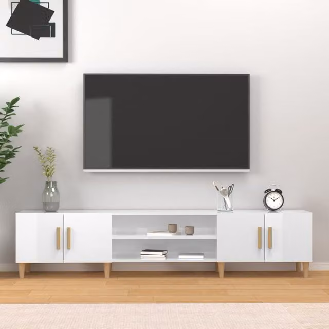 Berkfield Home High Gloss White TV Cabinet in Engineered Wood, W: 180 cm, D: 31.5 cm, H: 40 cm