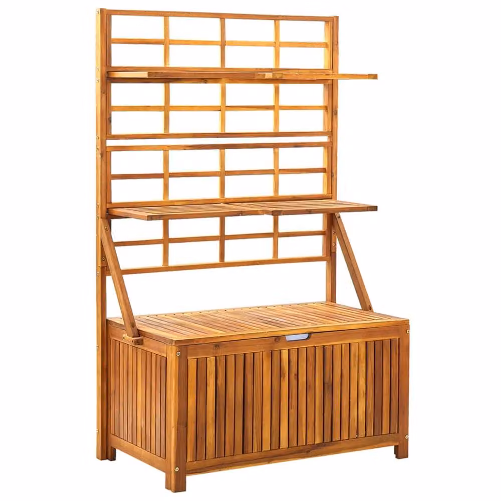 Berkfield Home Storage Box with Trellis in Brown Solid Acacia Wood, W/D/H: 99 x 55 x 160 cm – 2