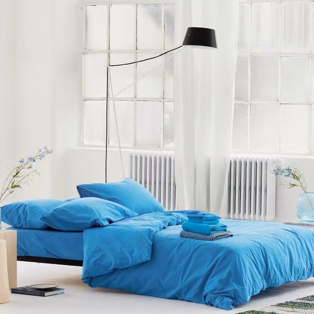 Designers Guild Loweswater Cobalt Blue Cotton Percale Duvet Cover Bedding Set