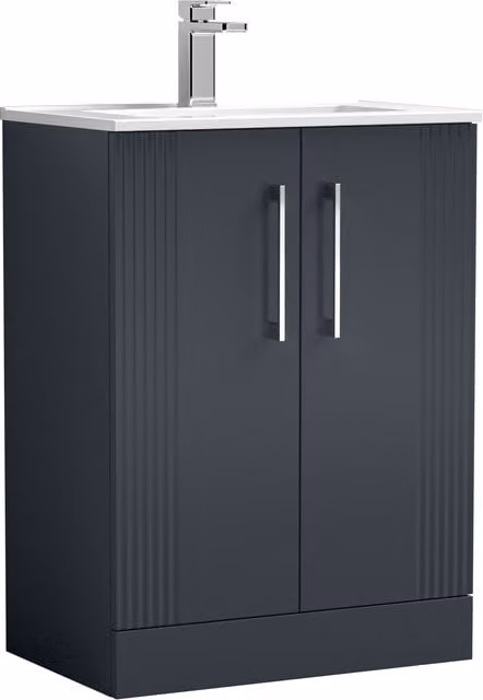 Balterley Grey Floor Standing Bathroom Vanity Unit with Rectangular Basin and Soft Close 2 Doors