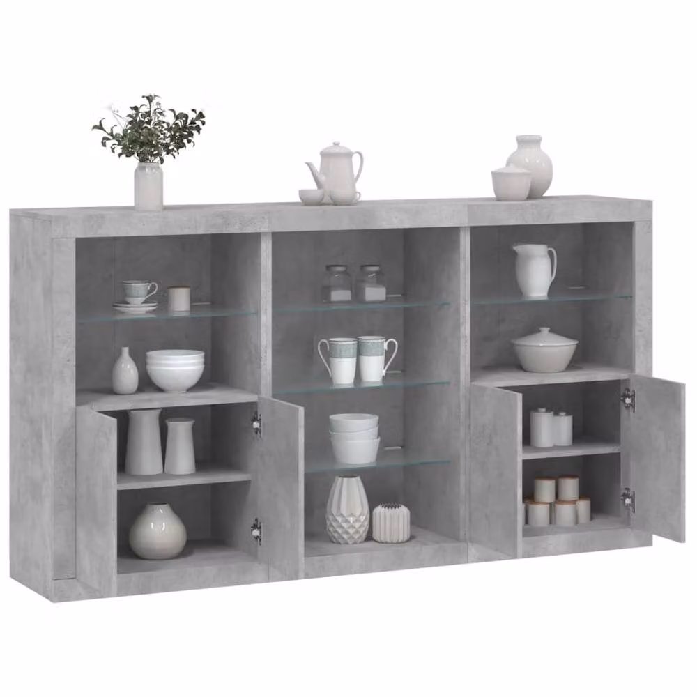 Berkfield Home Modern Sideboard with Integrated LED Lights in Concrete Grey, W: 181.5 cm, D: 37 cm, H: 100 cm – 2