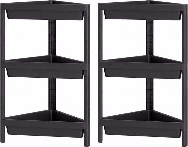 VOGREX 2-Pack 3-Tier Freestanding Corner Shower Caddy in Black – 1