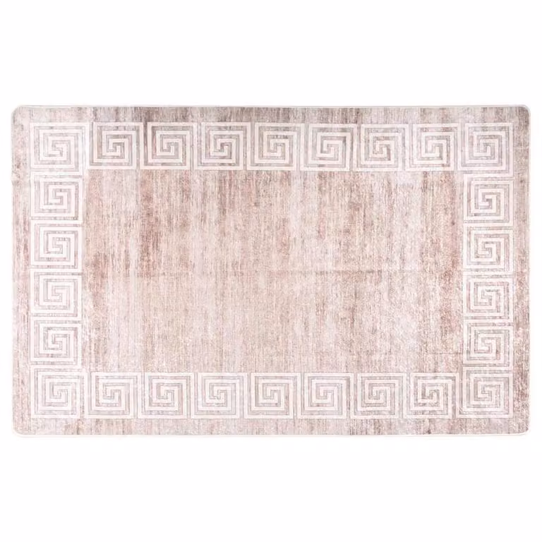 Berkfield Home Washable Round Anti Slip Rug in Beige, Diameter: 100 cm