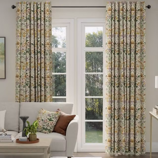 ANTE DECOR Strawberry Thief Printed Cotton Made To Measure Blackout Curtains in Orchid Multicolour