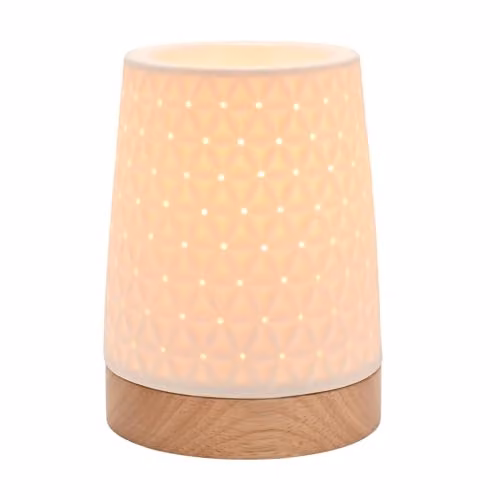 Widdop and Co. White Star Aromatherapy Tabletop Lamp in Ceramic and Wood – 1