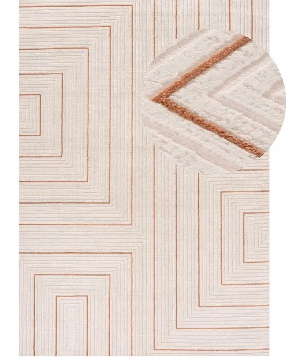 THE RUGS Carmel Maze Design Soft Pile Area Rug, Ivory and Terracotta, W: 120 cm, L: 170 cm – 2
