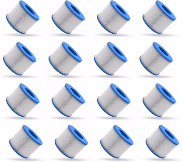 Wave Spas Replacement Hot Tub Filter Cartridges, Screw-On/Threaded, 16 Pack, Blue