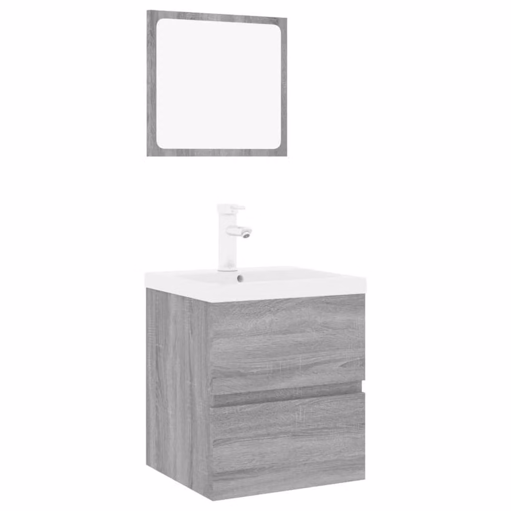 Berkfield Home Modern Grey Bathroom Furniture Set with Vanity Unit and Mirror Cabinet – 2