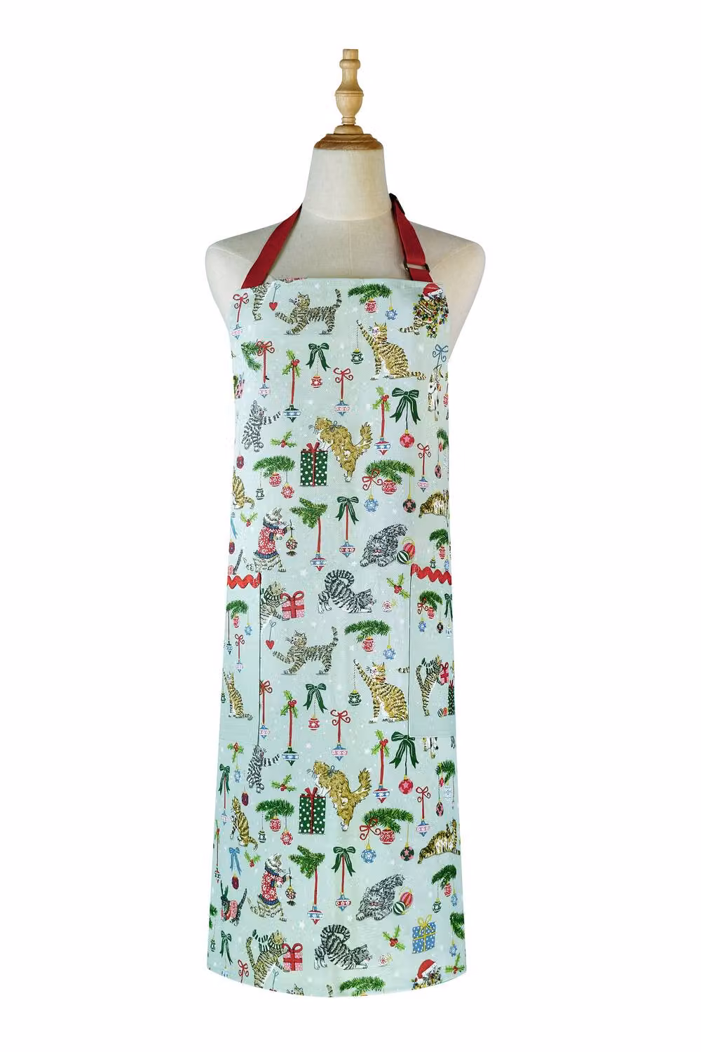 Ulster Weavers Christmas Cats Festive Print 100% Cotton Apron in Light Green – 2