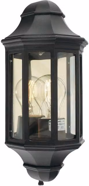 Netlighting Malaga Mini Black Outdoor Wall Lantern Light with IP44 Rating and E27 Socket