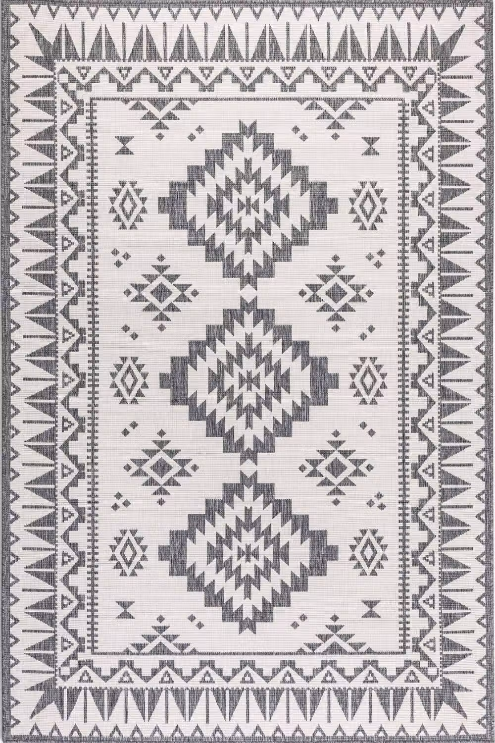 THE RUGS Grey Oriental Reversible Polypropylene Indoor and Outdoor Rug, W: 200 cm, D: 290 cm – 2