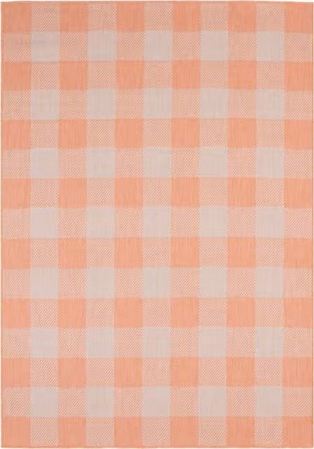 Ecology Collection Checkered Outdoor Rug in Orange, Width: 200 cm