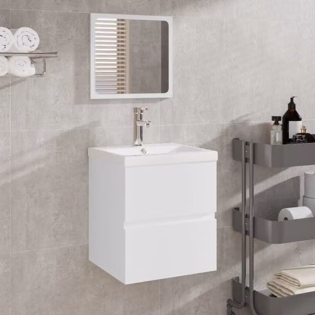 Berkfield Home White Classic Bathroom Vanity Unit with Basin and Mirror Cabinet