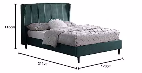 Seconique Amelia 5ft King Size Upholstered Velvet Bed Frame in Green, W: 176 cm, D: 211 cm, H: 115 cm – 4