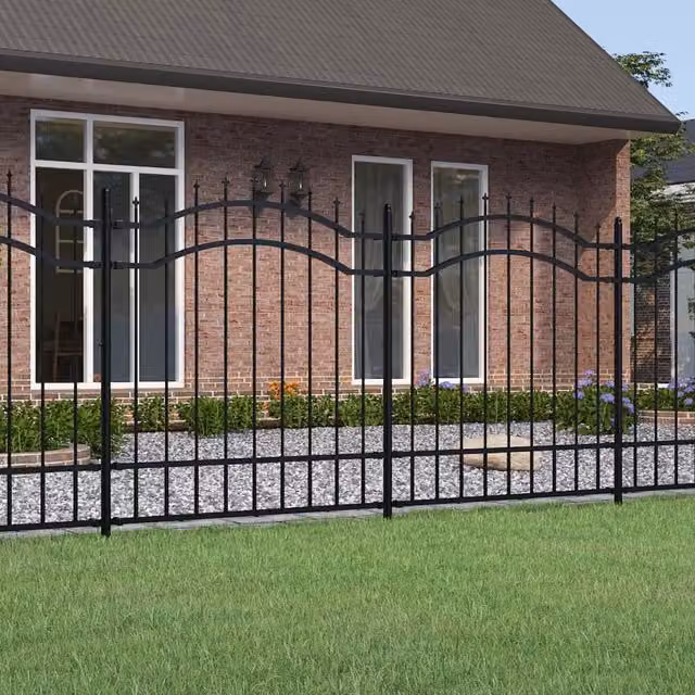 Berkfield Home Garden Fence with Spear Top in Black Powder-coated Steel, Height: 165 cm – 1