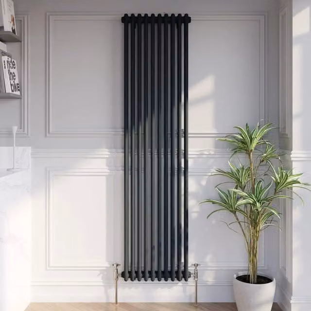 Temprazo Anthracite Steel Wall Mounted Column Radiator H: 119 cm, W: 30 cm, D: 7 cm
