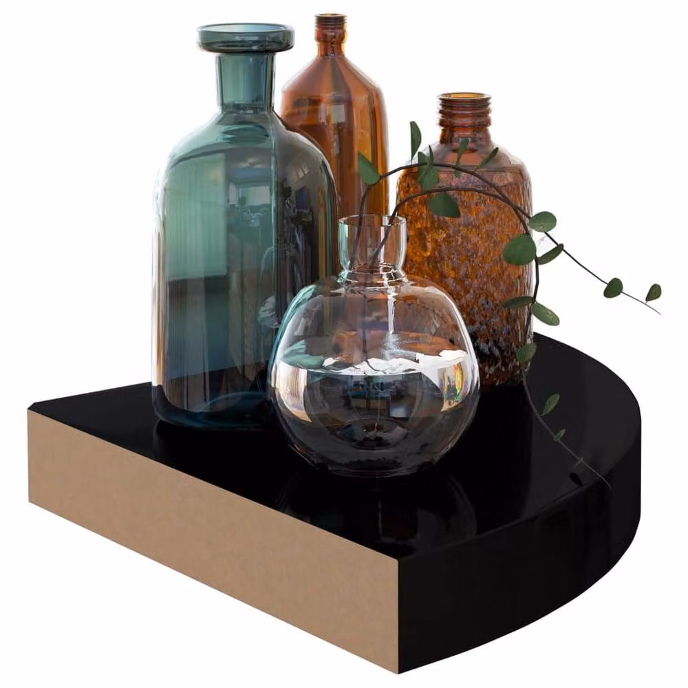Berkfield Home Durable Floating Corner Shelves, 4 Piece Set, High Gloss Black, W/D/H: 25 x 25 x 3.8 cm – 5