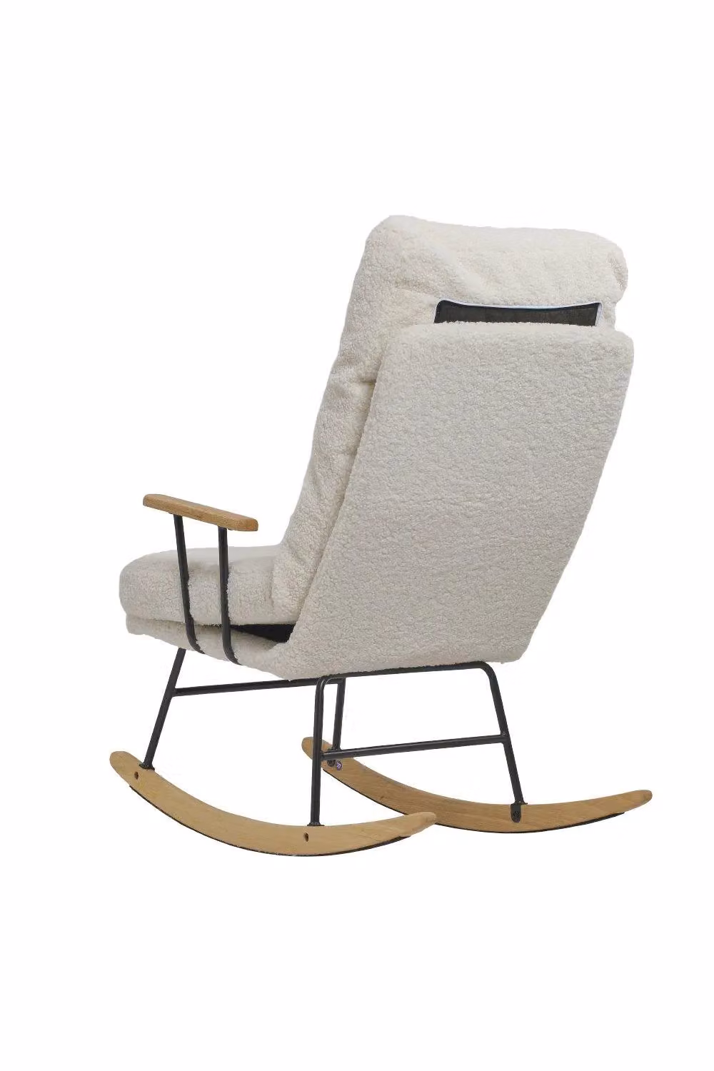 H&O Direct Adjustable White Bouclé and Sherpa Upholstered Rocking Chair with Armrests – 2