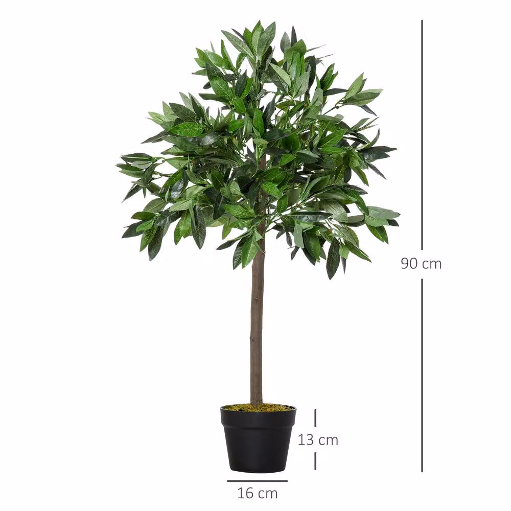 STILVORA Set of 2 Artificial Bay Trees in Green, Height: 90 cm – 4