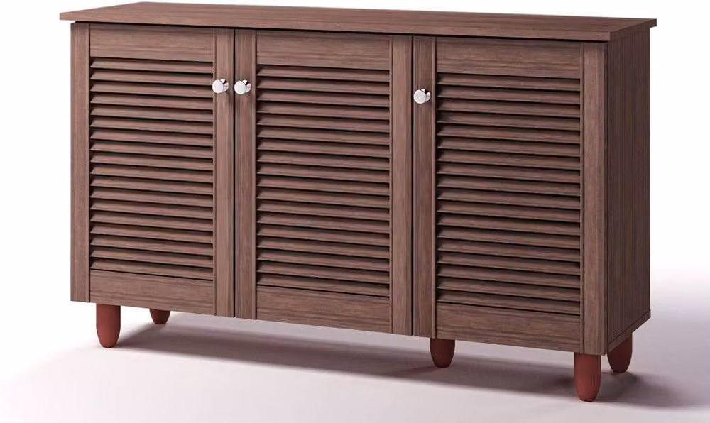 Timber Art Design Modern 3-Door Shoe Storage Cabinet in Brown, W/D/H: 114 x 33.6 x 67.5 cm – 3