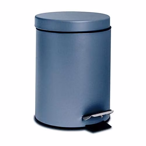 Harbour Housewares 3L Round Stainless Steel Pedal Bin with Removable Inner Bucket in Blue – 1