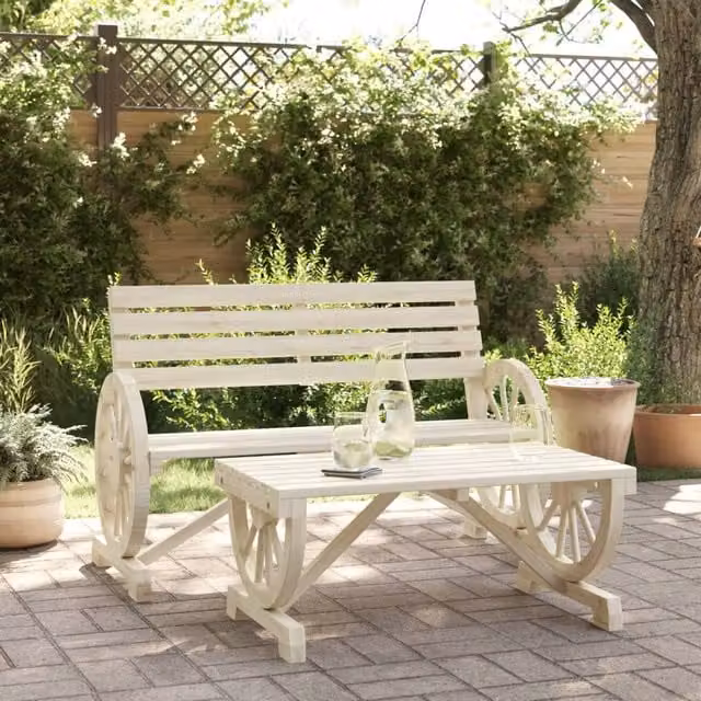 Berkfield Home 2 Piece Brown Solid Fir Wood Garden Lounge Set with Armchair and Coffee Table – 1