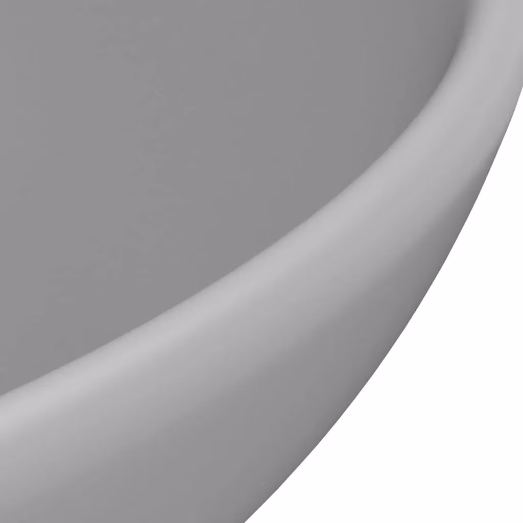 Berkfield Home Luxury Round Ceramic Countertop Bathroom Basin in Matt Light Grey, W: 32.5 cm, H: 14 cm – 3
