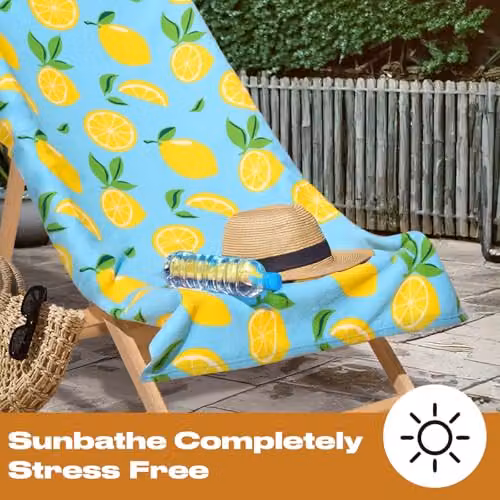 Dreamscene Microfibre Beach Towel Blue Lemon, W: 71 cm, L: 152 cm – 4